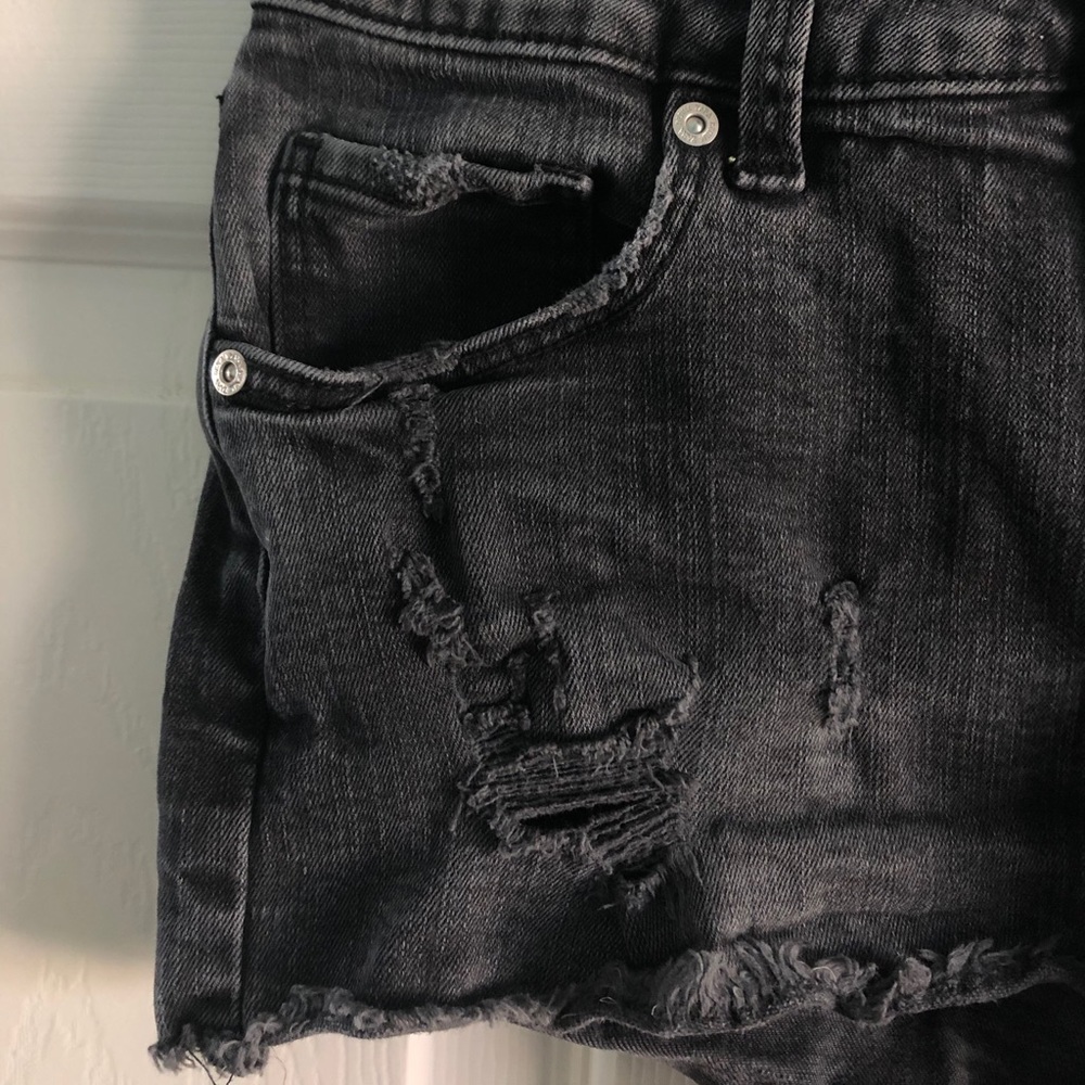 Zara Black Distressed Denim Shorts - Picture 2 of 5